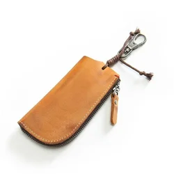 Vintage Handmade Leather Key Holder and Organizer (Yellow)