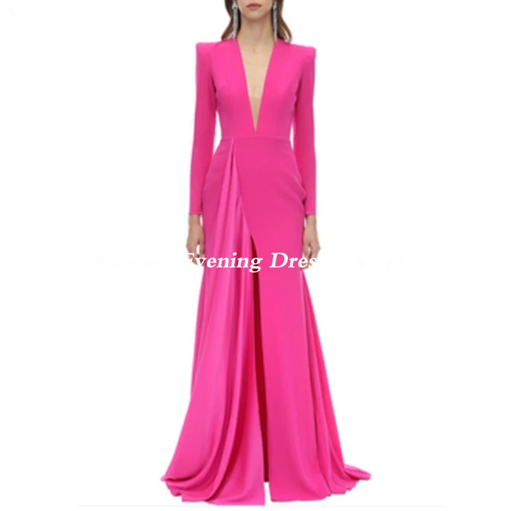 

Mignon Satin A-line V-neck Lace Arab Ruffle Prom Gown Floor Length Saudi Evening Formal Elegant Party Dress for Women 2023
