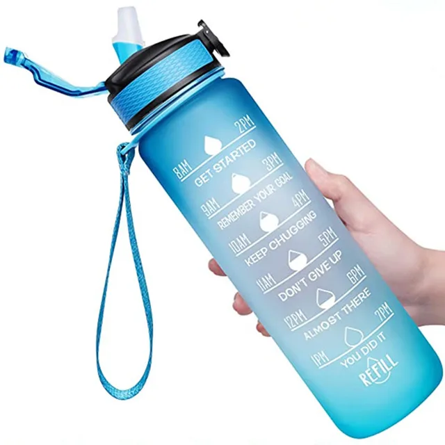 900/1000ml Water Bottle Motivational Sport Water Bottle Leakproof Bottles Drinking Outdoor Travel PC Bottle Gym Fitness Jugs 6