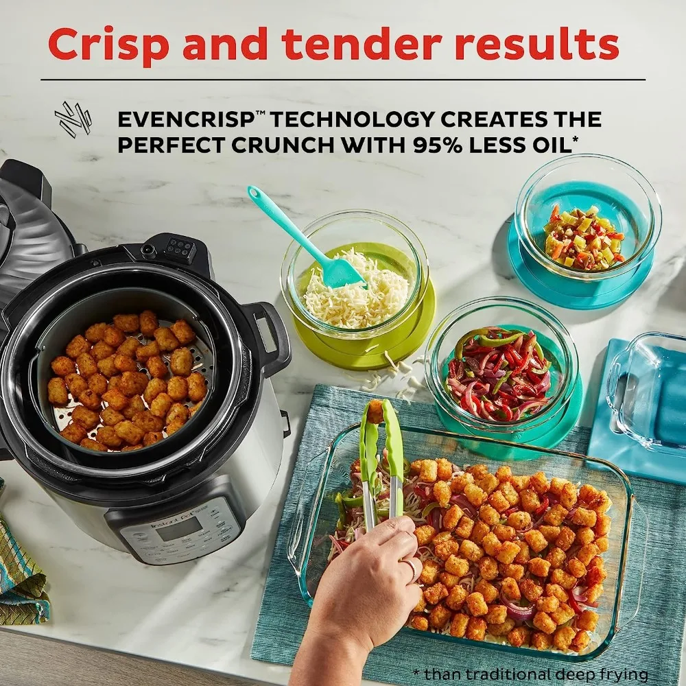 Instant Pot Duo Crisp 11-in-1 Air Fryer and Electric Pressure Cooker Combo with Multicooker Lids that Air Fries, 5