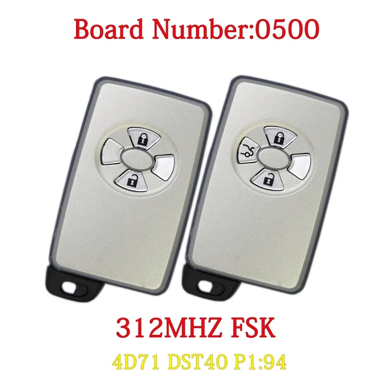 

BaoJiangDd car key Fit For Toyota CROWN MARKX REIZ 0500 Board Number Smart Remote Key 312MHZ 4D71 DST40 P1 94
