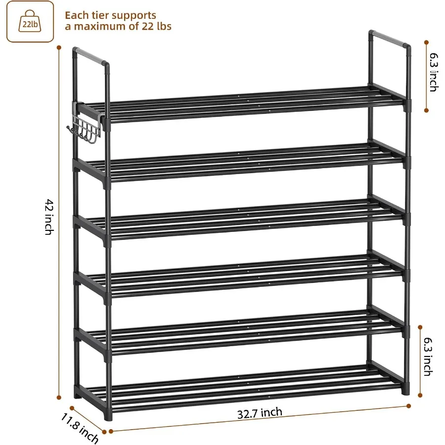 6 Tier Shoe Rack Shoe Rack for Closet Shoe Organizer for Entryway Shoe Storage for Front Door Entrance Entryway Large Shoe Stan
