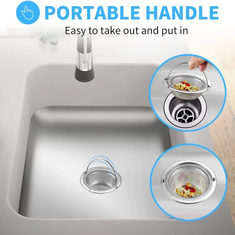 Kitchen Sink Filter Stainless Steel Garbage Food Residue Hair Catcher Sewer Mesh Strainers Bathroom Drain Hole Filter Trap