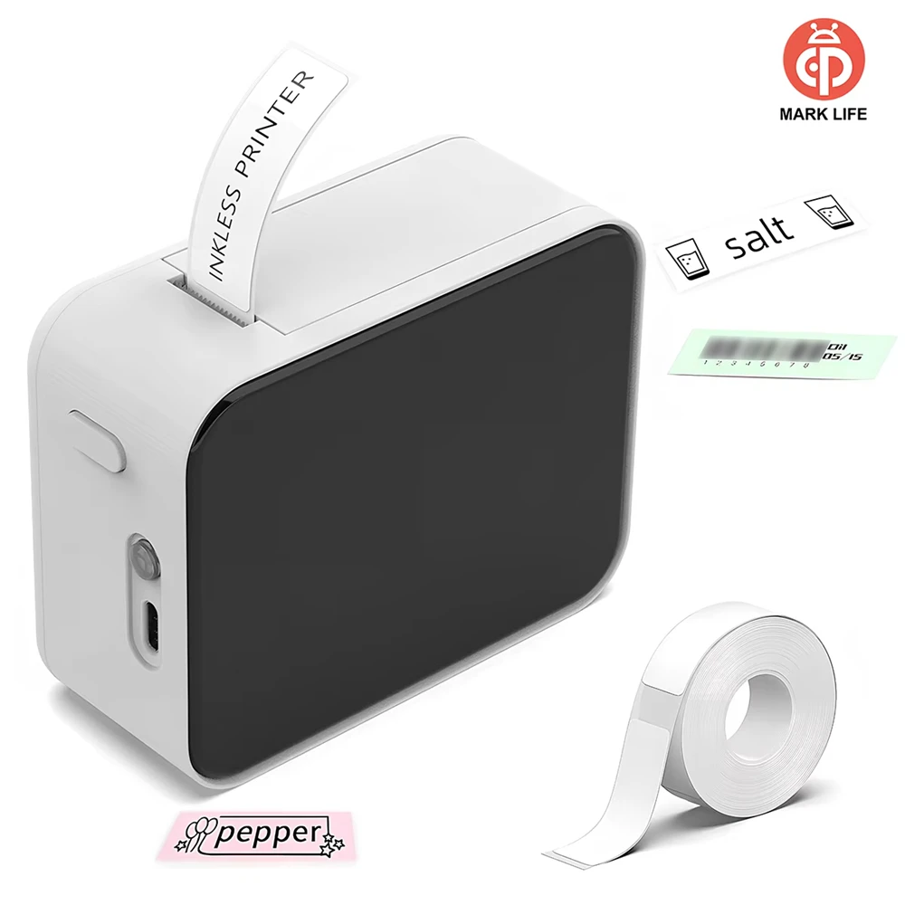 MarkLife P15 미니 휴대용 열전사 프린터 홈 오피스 라벨링 스티커 기계용 무선 블루투스 호환 라벨 태그