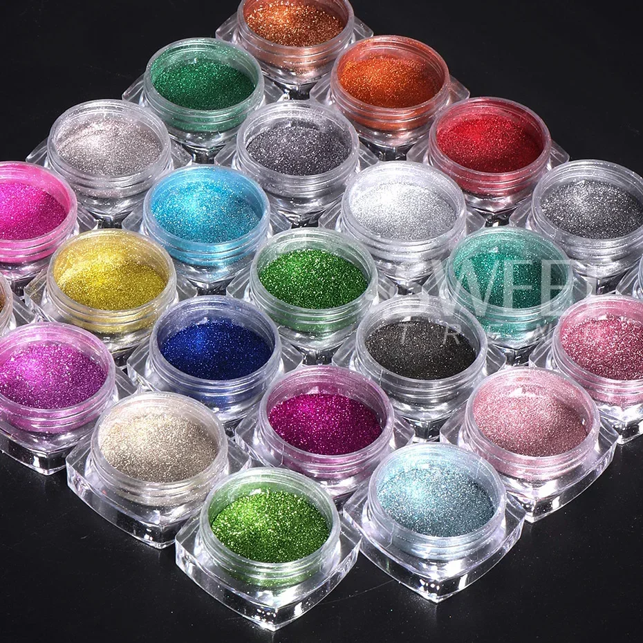24 Colors Metallic Chrome Nail Powder Pigment Y2K Mirror Effect Rubbing On Dust UV Gel Polish DIY Flakes Manicure Accessories