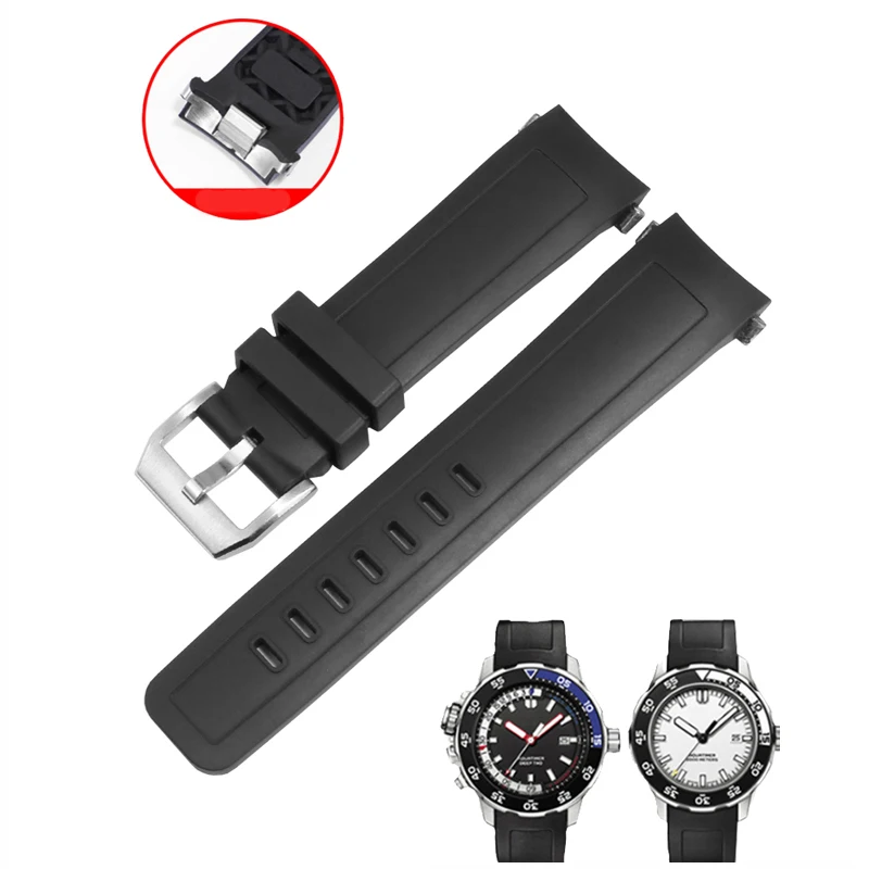 Per Iwc International Aquatimer Ocean Orologio Iw356802/376705 Braccialetto Con Cinturino Curvo In Gomma A Sgancio Rapido Nero Blu 22Mm