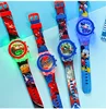 Flash Light Spiderman Kids Watches For Boys Cartoon Hello Kitty Mickey Children Watch Girls Student Clock Gifts free shipping 5