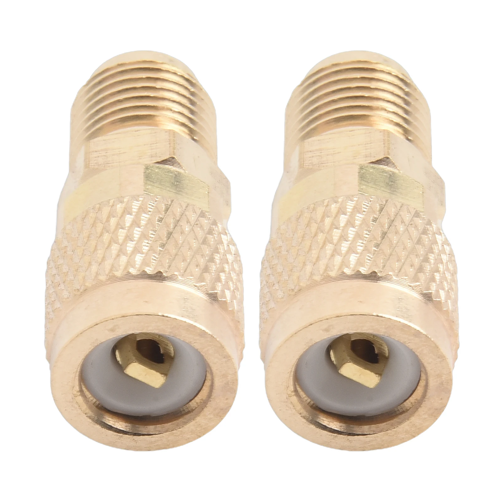 2Pcs Gold Brass Adapter Female 5/16" SAE Male 1/4" SAE Quick Coupling Tools For R410 R32 R22 Air Conditioning Adapter