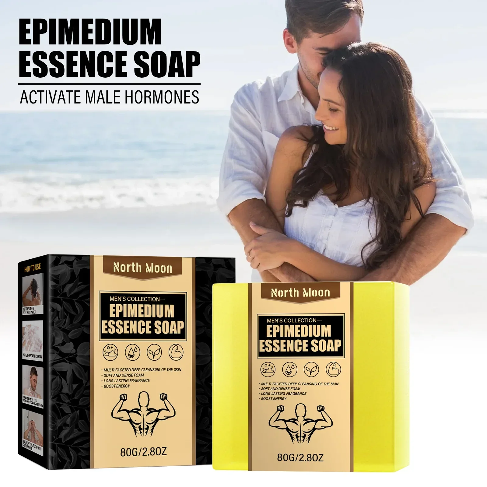 Epimedium Essence Soap 80g Intimate Wash Soap Bar for Men Masculine Scent Body Wash Bar for Intimate Parts Turmeric Soap