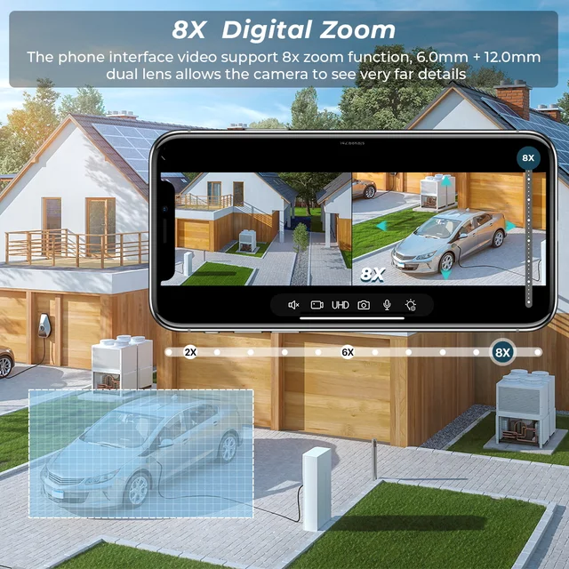 9MP WiFi Camera Outdoor Three Lens Dual Screen 8X Zoom Security Camera 4.5K 8MP Video Surveillance PTZ ICsee Alexa NVR Bluetooth - Image 6