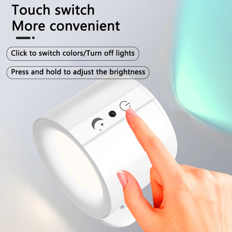 Led Wall Lamp 12 colors Timeable Touch Remote USB Recharge Rotatable Wireless Portable Night Light Bedside Bedroom Reading