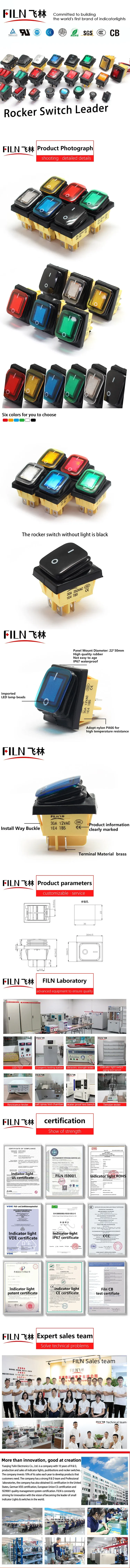 EIN-AUS 20A/250V Hochleistungs-4-Pin-DPST IP67 Versiegelter Wasserdichter T85 Auto- und Boot-Kippschalter mit LED 12V 220V 30x22 – Detail 1