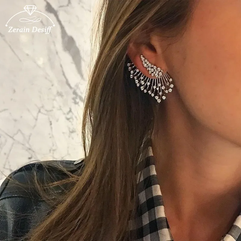 

New Women's Earrings Alloy Silver Multi-diamond Asymmetrical Multi-layer Single Simple Luxury Jewelry