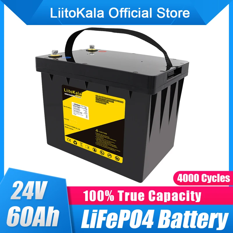 

LiitoKala Lifepo4 24V 60AH Battery 8S 50A BMS 25.6V 50AH Lithium Ion Battery Pack 29.2V Charge Voltage