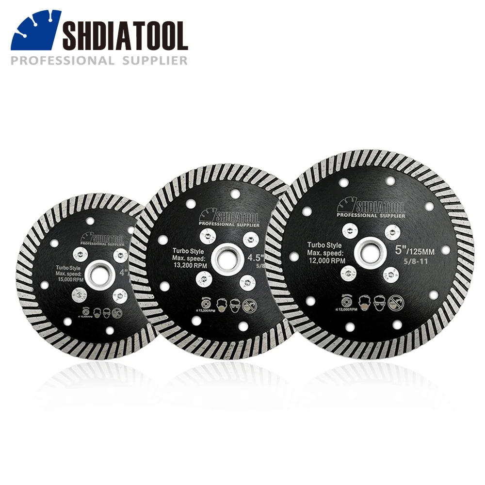 SHDIATOOL 2pcs/set Diamond Cutting Disc Hot Pressed Narrow Turbo Saw Blade 5/8-11 Flange Dia 105/115/125mm Porcelain Tile Stone shdiatool 3pcs 9 230mm diamond hot pressed narrow turbo blade fast cutting disc aterial ceramic tile granite sawblade wheel