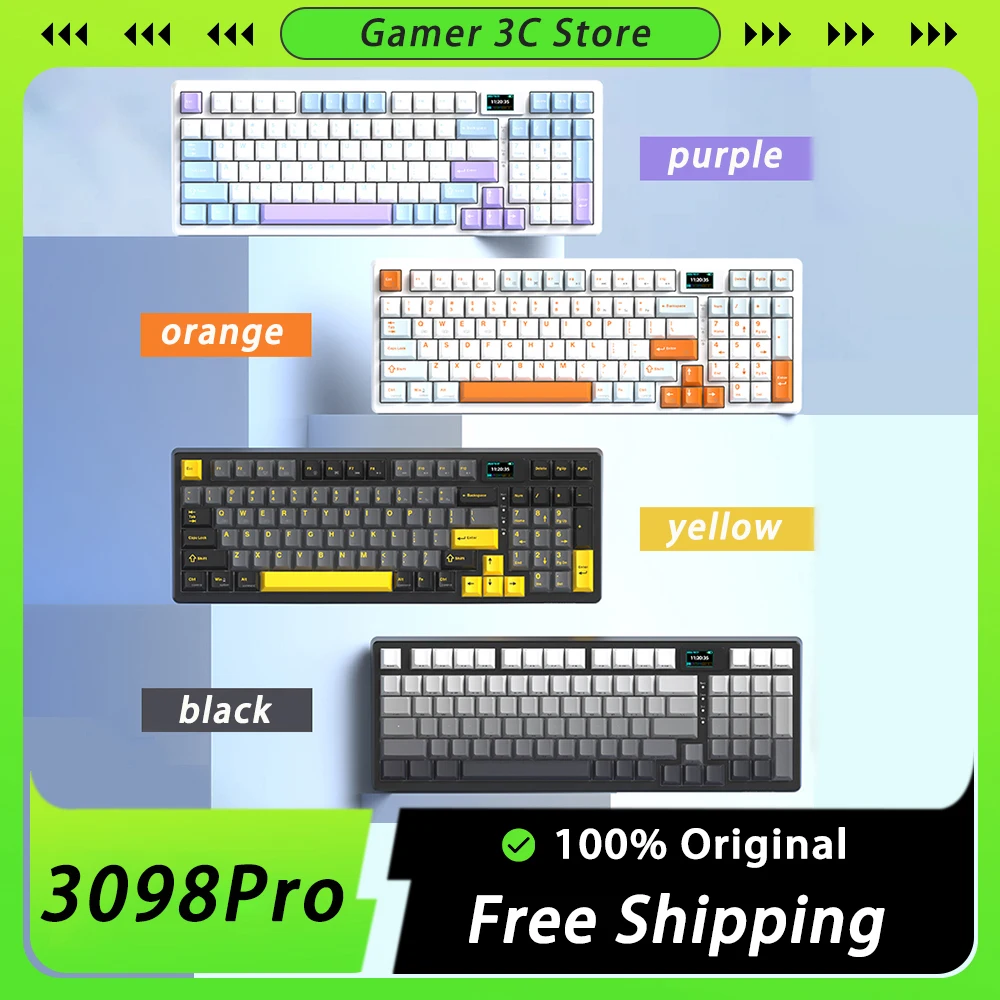 

MONKA 3098Pro Mechanical Keyboard Tri Mode Custom Screen RGB Backlit Gaming Keyboard Gasket Hot Swap Pc Gamer Accessories Office