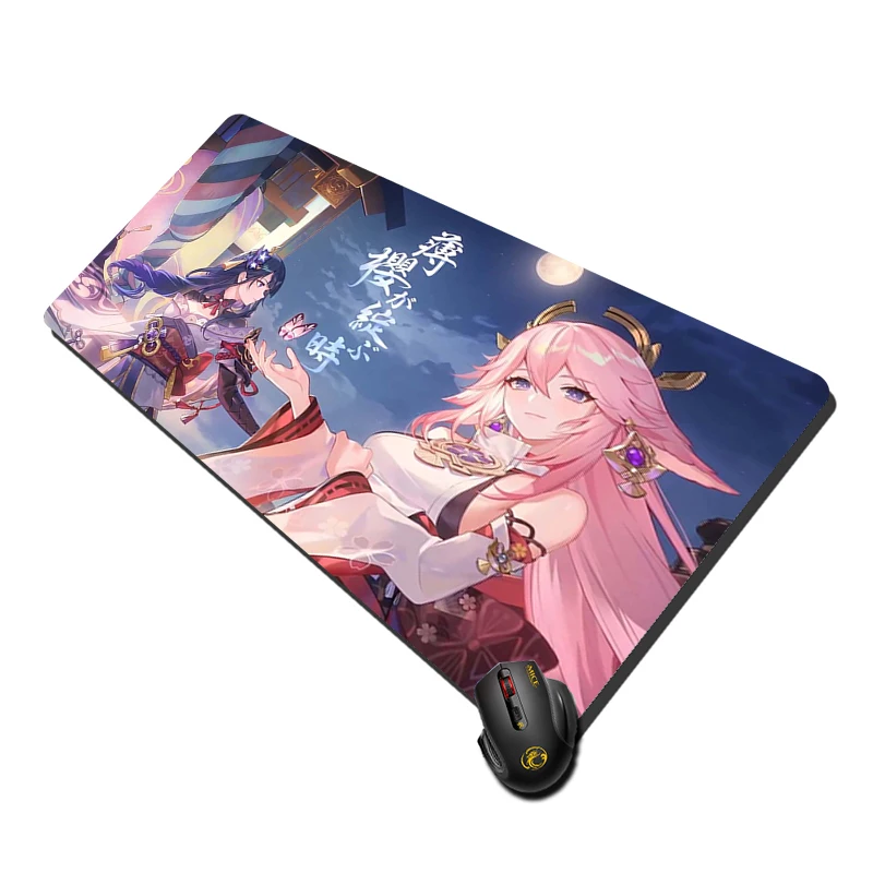Mouse Pad Genshin Impact Yae Miko Gaming Accessories Desk Mat Pc Gamer Keyboard Rug Xxl