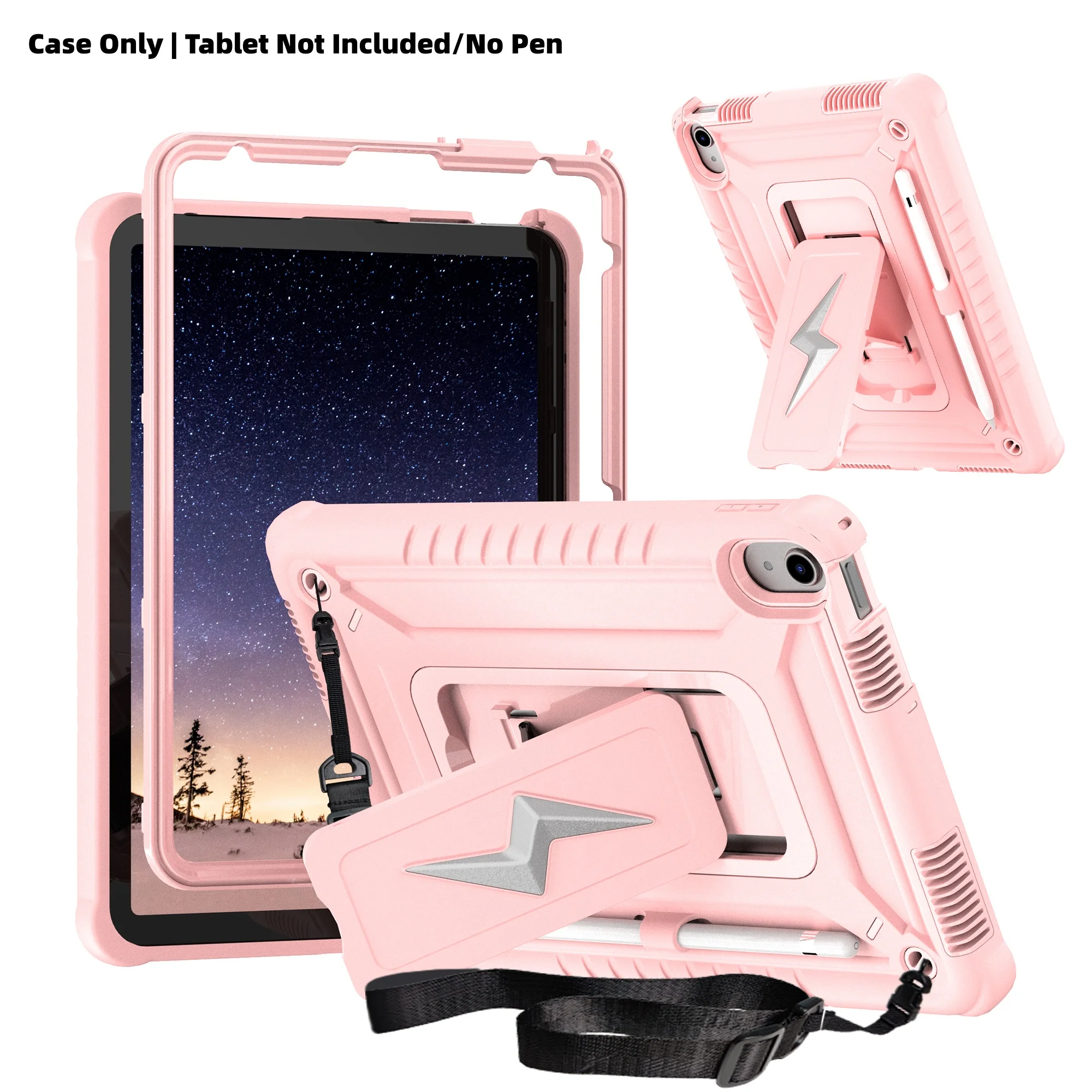 Heavy Duty Shockproof Tablet Case with Kickstand and Shoulder Strap