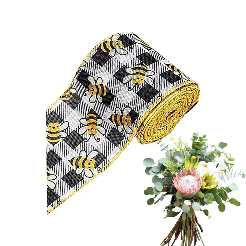 Bumble Bee Ribbon Honey Craft Ribbon 5 Yards Spring Ribbon Yellow Stripe Dot Honey Bee Ribbon Per Avvolgere Fiocchi Artigianato Fai Da Te