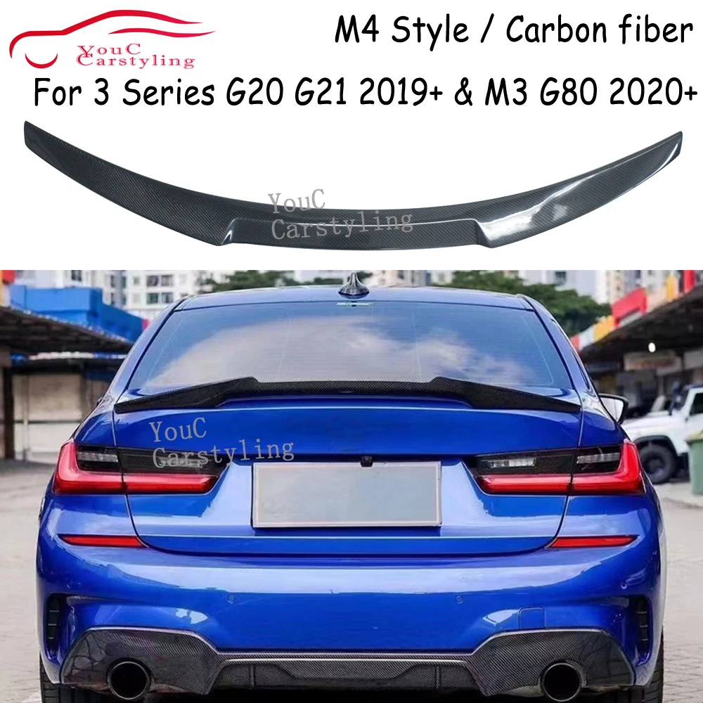 

G20 M4 Style Carbon Fiber Rear Spoiler For BMW 3 Series G20 4-Door Sedan M340i 330i 320i 318i Rear Trunk Boot Lip Wing 2019+