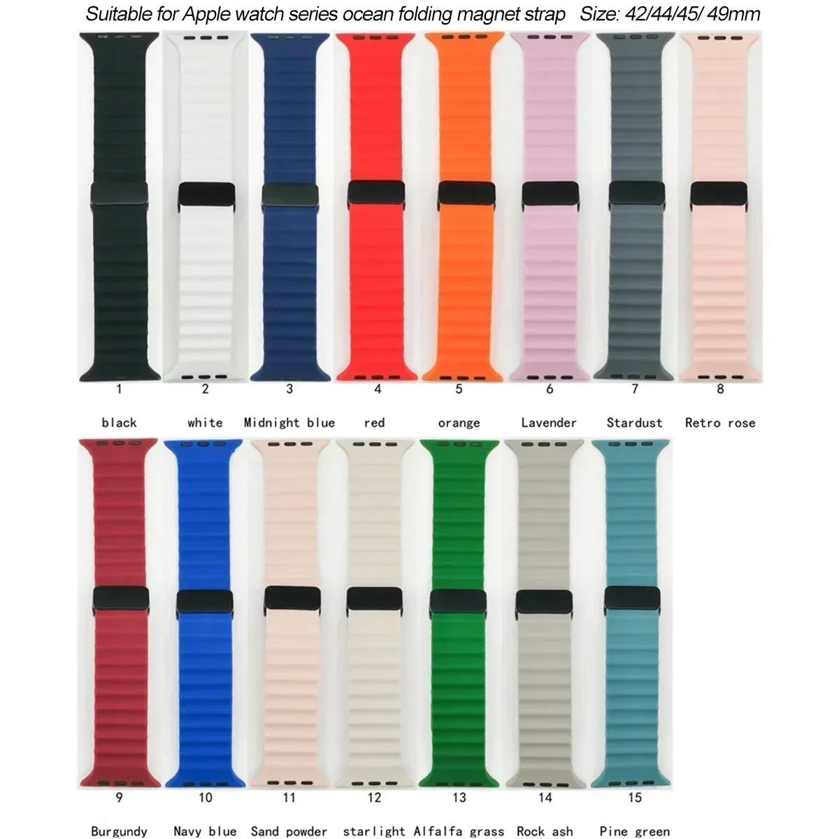 รูปสินค้า สร้อยข้อมือกีฬาซิลิโคนแม่เหล็กสำหรับ Apple Watch