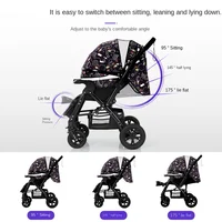 Poussette bébé pliable assis et s'allonger chariot à roulettes Portable grande poussette bidirectionnelle avec parasol pour nourrissons bébé nouveau-né 5