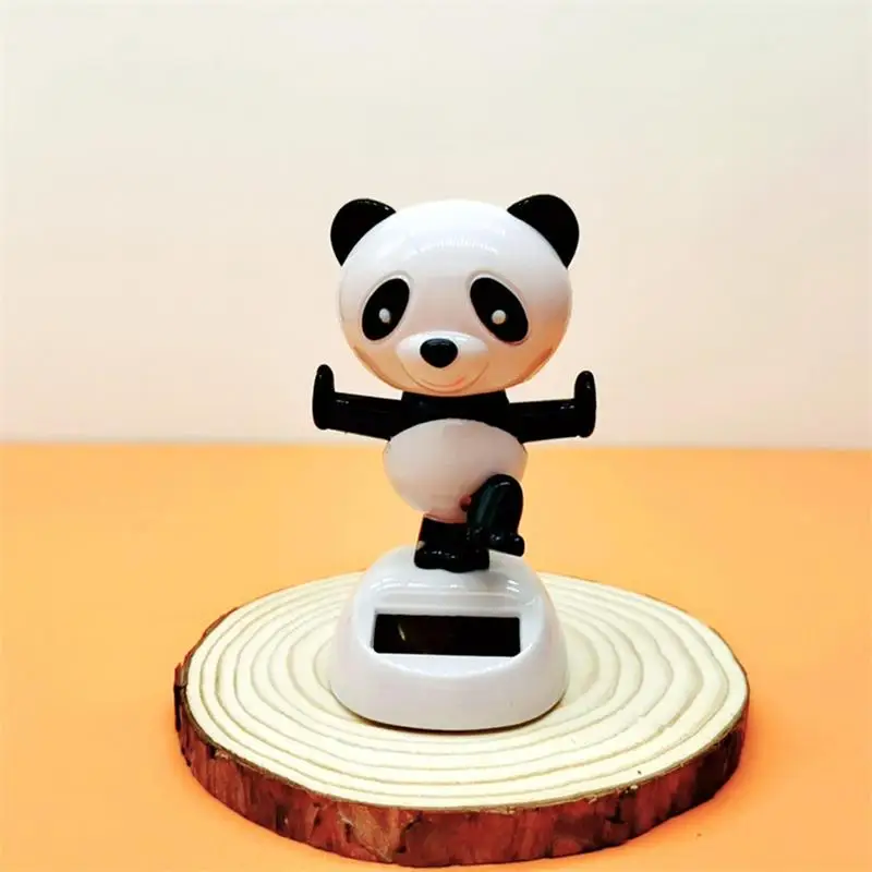 Cartoon Panda Doll Creative Shaking His Head Car Interior Decoration Accessory Solar powered shaking head ornaments, solar kimono doll ornament