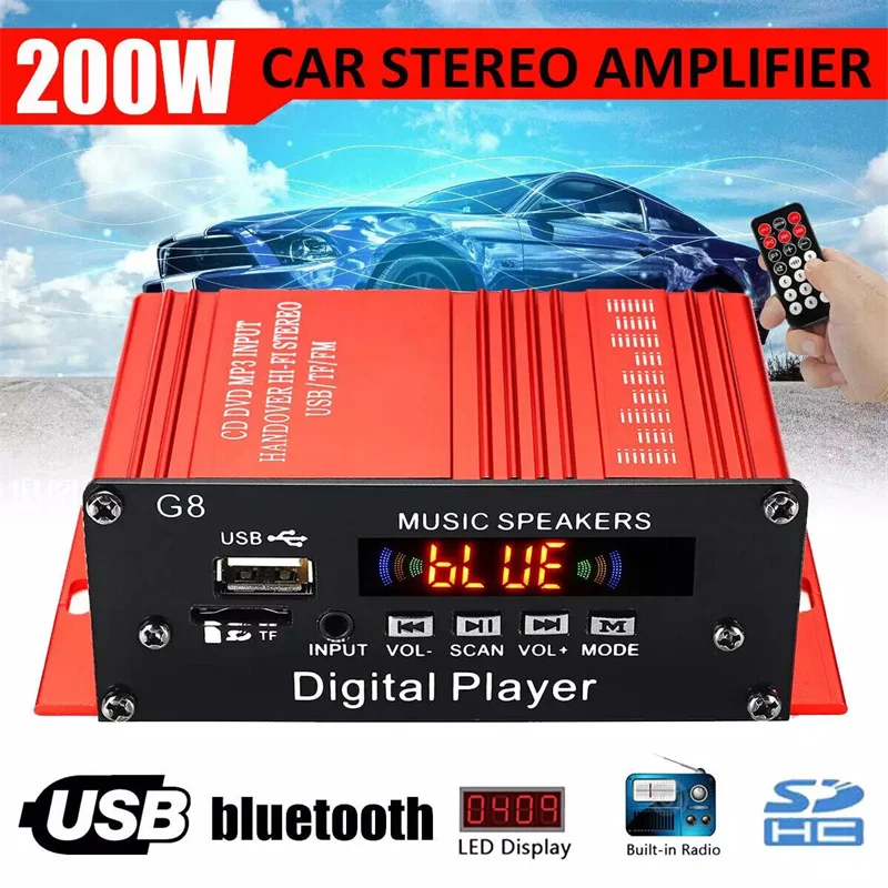 200W 2CH 12V ڵ    HIFI    Ȩ þ  ý FM  ׷ 
