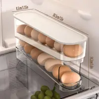 Support à œufs pour réfrigérateur, distributeur automatique d'œufs à roulement continu, distributeur d'œufs en plastique transparent, organisateur d'œufs empilable avec plateau intérieur à libération rapide pour l'organisation et le rangement 3