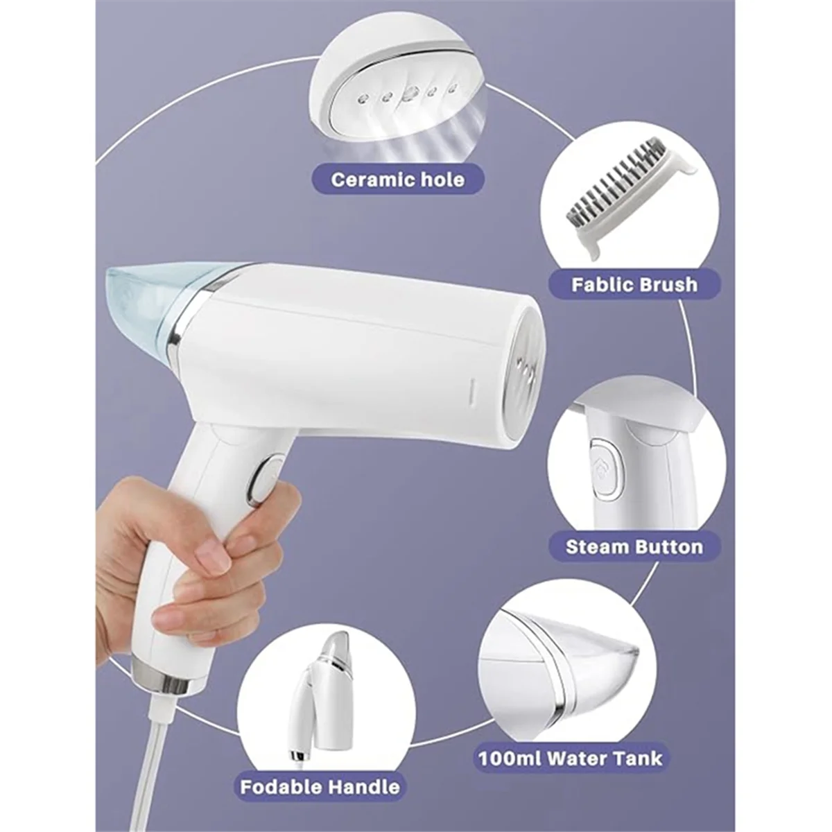 

Portable Steamer for Clothes,,Foldable Steam Iron-Fast,Fabric Wrinkle Remover 1000W Strong Power.EU Plug