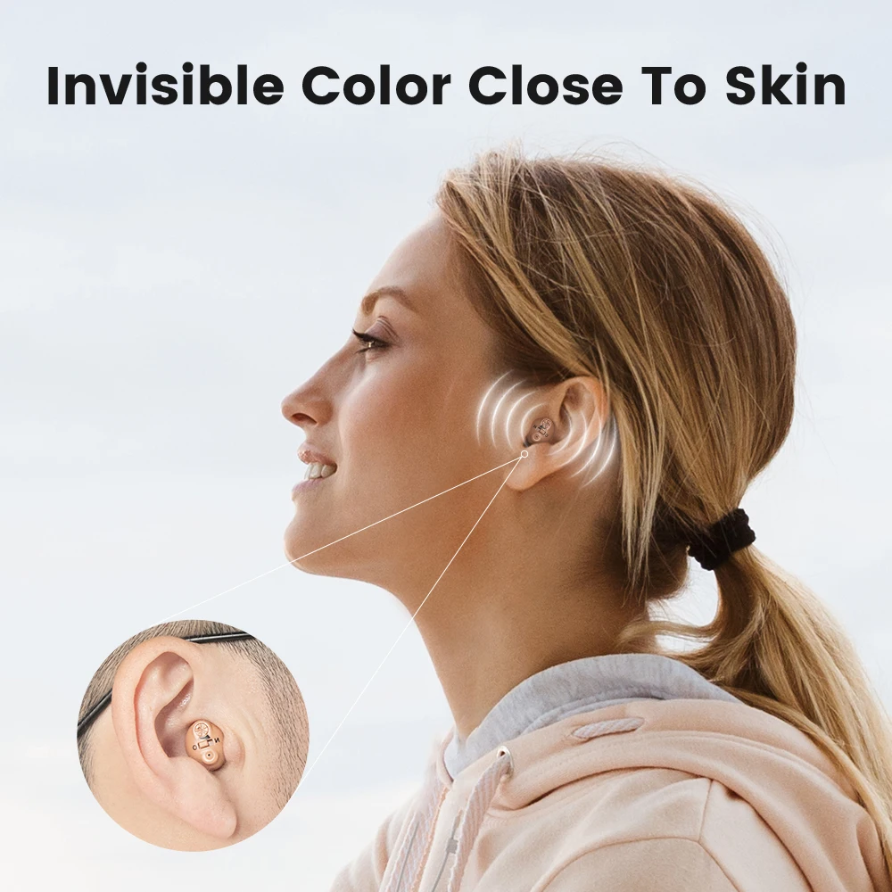 Hearing Aid Mini Rechargeable Digital ITE Adjustable Tone Sound Amplifier Portable Elderly