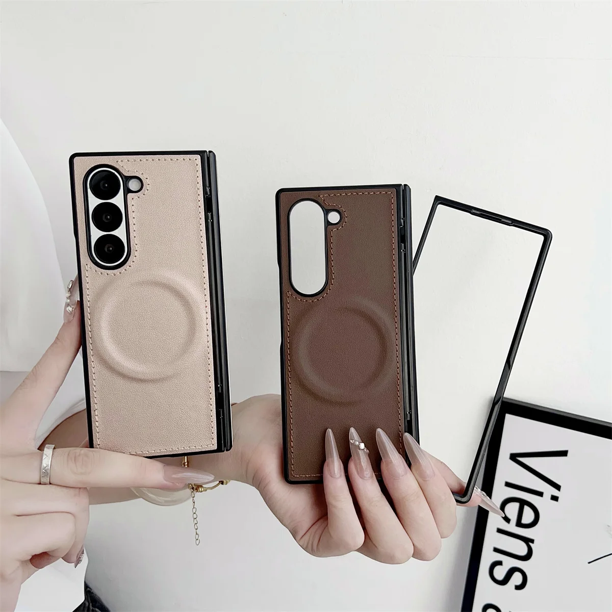 Magsafe Magnetic Leather Protective Phone Case with Hinge Cover