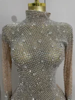 Sparkle Rhinestones Long Sleeve Gloves Stretch Bodysuits 2025 Women Evening Luxury Birthday Party Sexy Nightclub Stage Costumes - Image 5