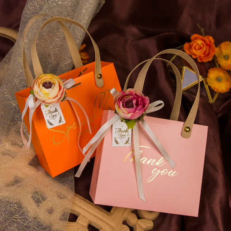 EuropeanWeddingHandBagsRivetSimulationFlowerCandyPaperBagGift