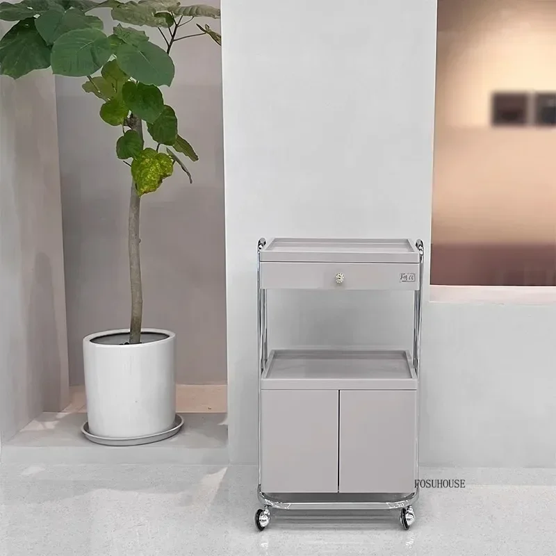 Utility Beauty Salon Tattoo Trolley Barber Hair Salon Tool Trolleys Cosmetic Spa Furniture Auxiliary Storage Cart F