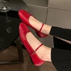 Shiny PU Leaather Flats Mary Janes Shoes Women Red Elegant Basic Pointed Toe Loafers Spring Autumn Daily Casual Black Shoes New 1