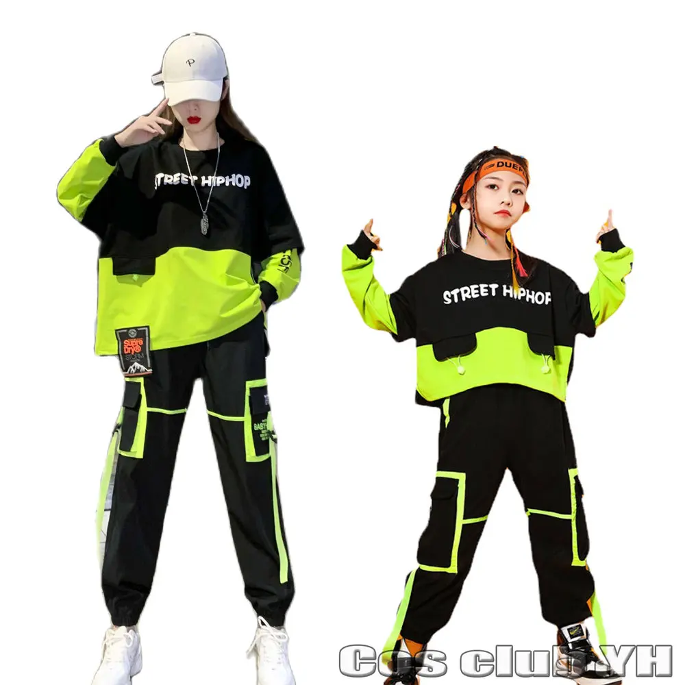 

Korean Break Dancing Adult Top Pants Street Dance Jazz Hip Hop Show Time Suit Children Girls Women Hiphop Street Dance Clothes