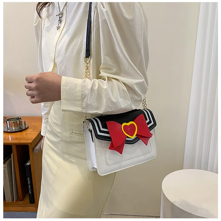 Schicke Schleife Kunstleder Umhängetaschen Kawaii Kleine Herz Einkaufstasche Mini Geldbörsen Kette Gürtel Umhängetasche für Teenager Mädchen Mode – Detail 13