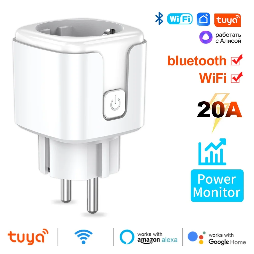 thumbnail image 1 of Enchufe inteligente de 20 A con Wifi para la UE, enchufe inteligente con alimentación de CA de 100 a 240 V, control por voz de Alexa y Google Home, aplicación Tuya Smart Life, 1 of 5