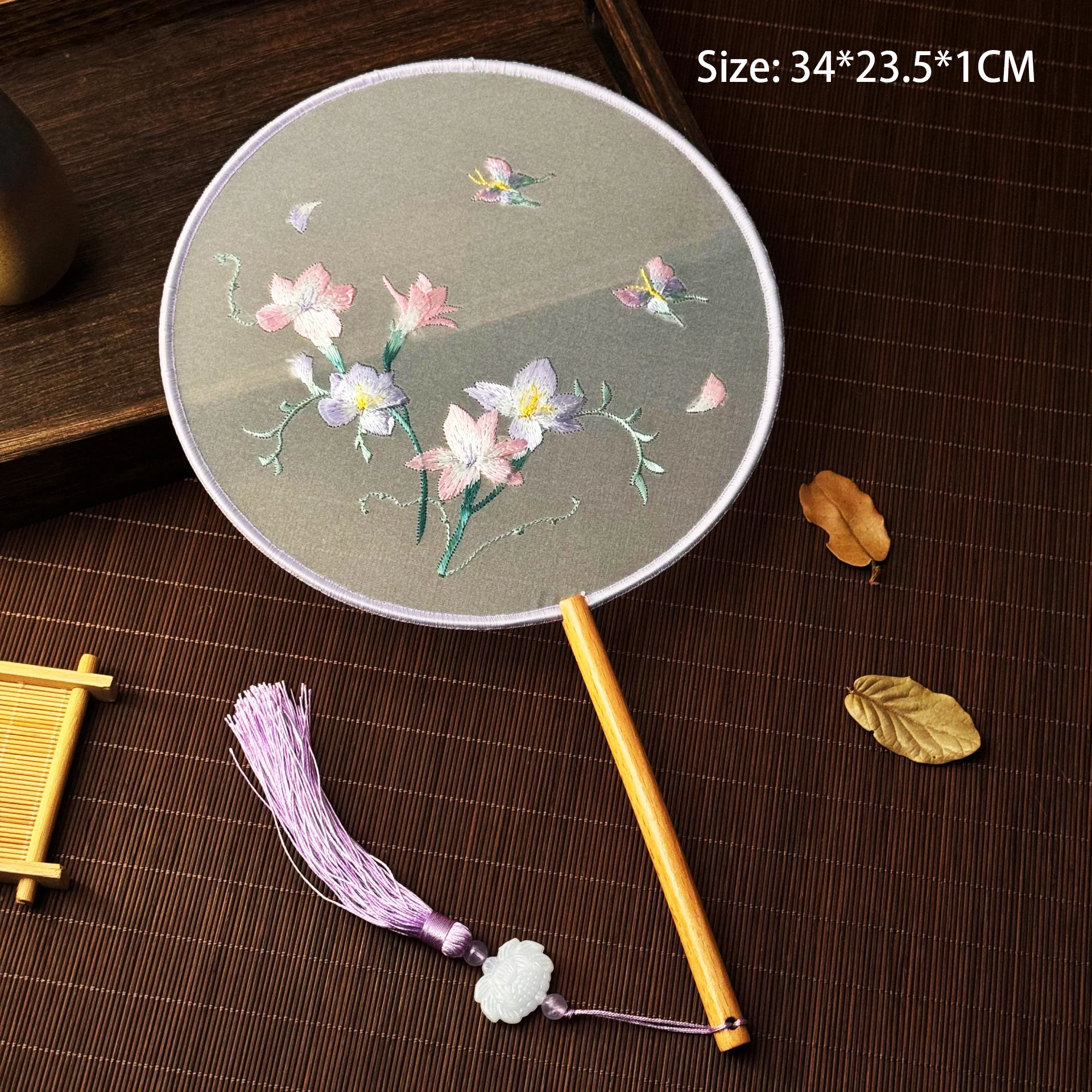 Handcrafted Vintage Silk Embroidered Phoenix Fan - Elegant Home Décor & Performance Accessory