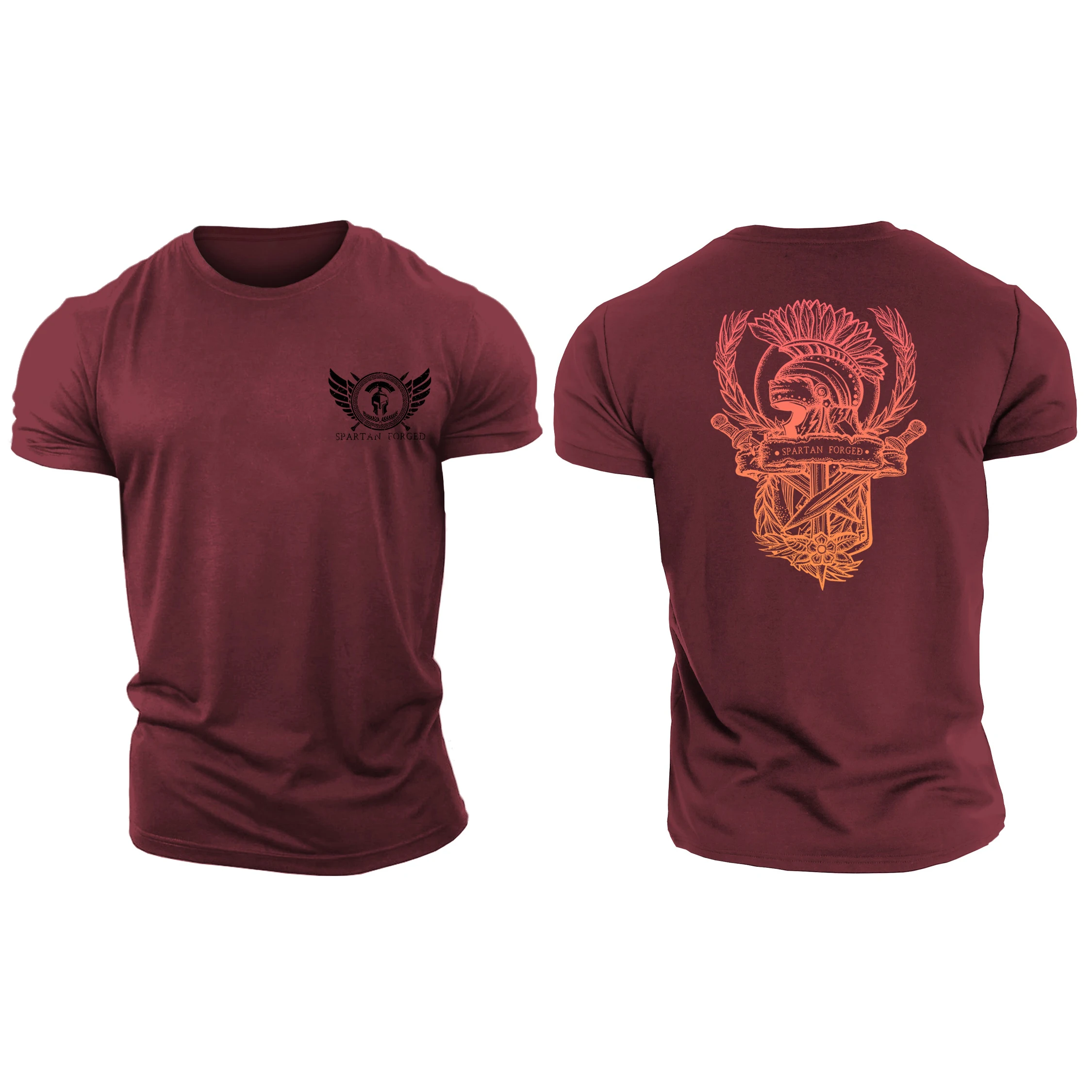 Stampa 3D Spartan Forged Crest Spartan T-Shirt Da Palestra Forgiata T-Shirt Da Uomo Casual In Cotone Di Alta Qualità Con Maniche Corte
