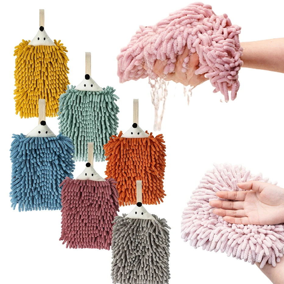 CuteHedgehogChenilleHandTowelswithHangingLoopsforKidsBathrrom