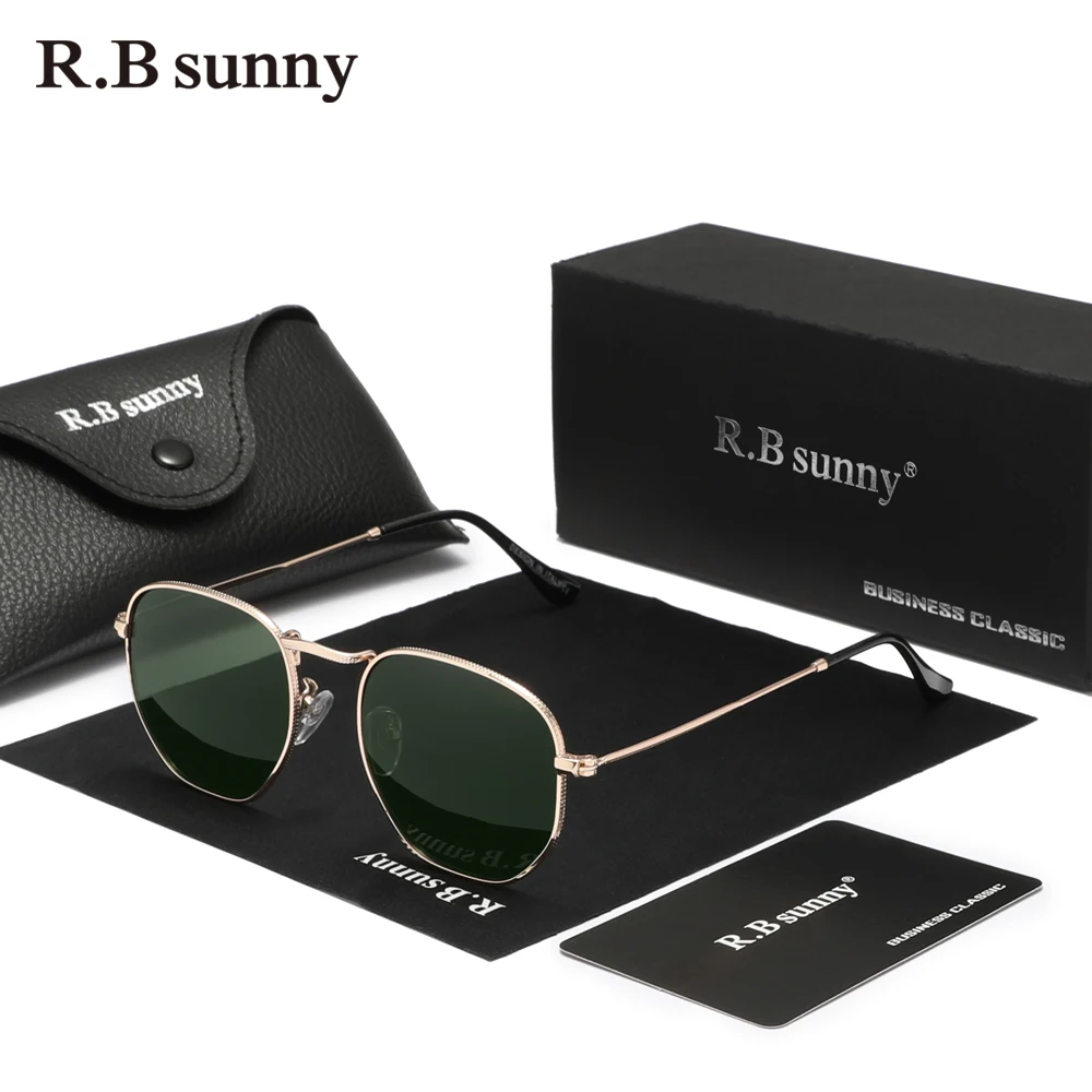 RBsunny 남성용 빈티지 편광 선글라스, 여성용 육각 선글라스, 스테인레스 스틸, 휴일 트렌드 액세서리