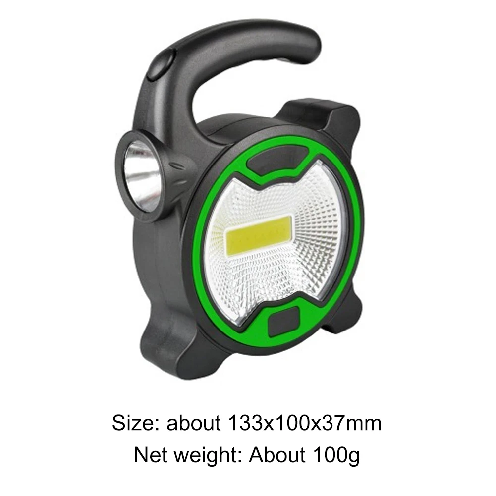 Green ABS LED COB Flashlight for Camping Emergency