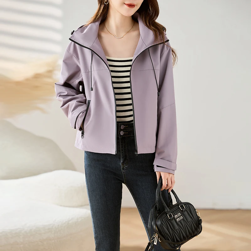 Women's sports 2024 autumn hooded windbreaker outdoor assault jacket top_voghion.com