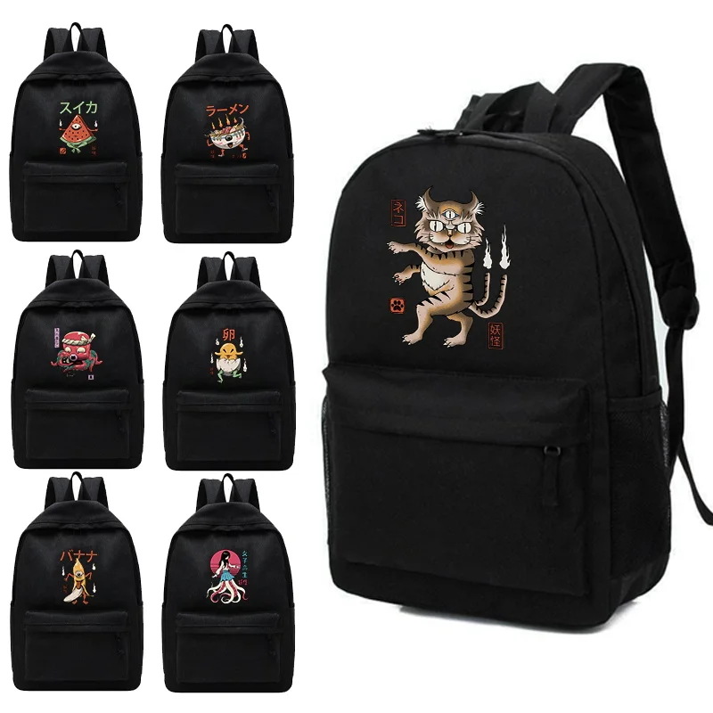 

Women's Backpack Multifunction Double Zipper Teenager Laptop Backpack Student Shoulder Bag Cute Monster Korean Style Schoolbag