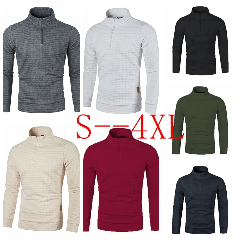 New Youth Streetwear Men's Plaid Jacquard Hoodie Long Sleeve Hoodie Zipper Sweatshirt Jacket Hoody Pullover Outerwear S-4XL