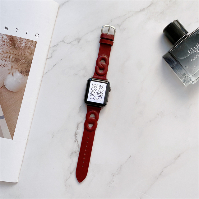 Circle Leather Thin Strap For Apple Watch Band Series 7 6 5 4 3 SE 2 1 Soft Wristband For iWatch 41 45 38 40 42 44 MM