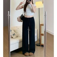Grey sports pants women spring summer straight leg small high waist spring burst casual straight leg pants 1