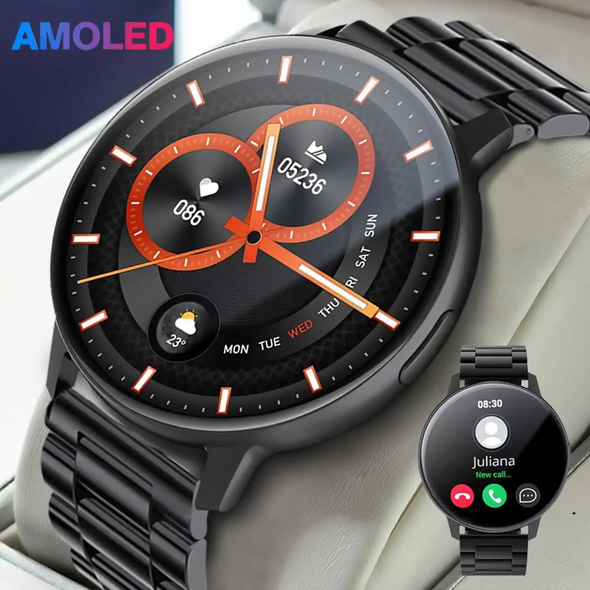 Amoled Smart Watch Gestione Della Salute Controllo Della Musica Orologio Da Uomo E Da Donna Activity Fitness Tracker Cardiofrequenzimetro Monitor Del 